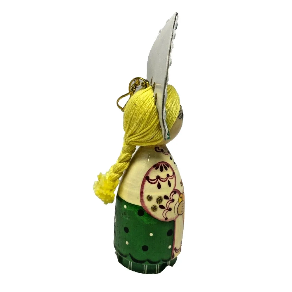 Russian Hand Painted Wooden Princess Unique Ornament Kokoshnik‎